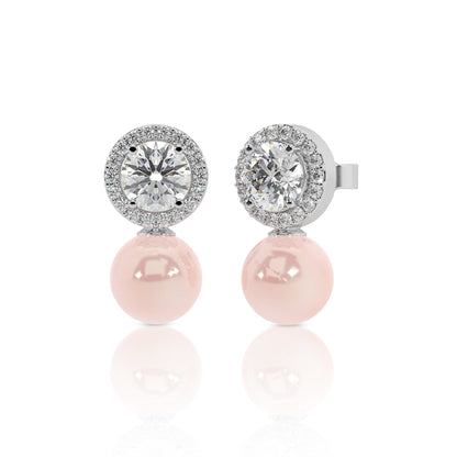 Timeless Pearl Drop Earrings with Halo Sparkle