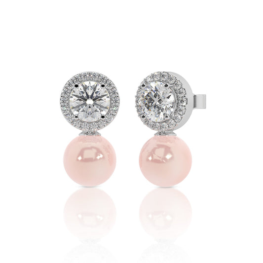Timeless Pearl Drop Earrings with Halo Sparkle