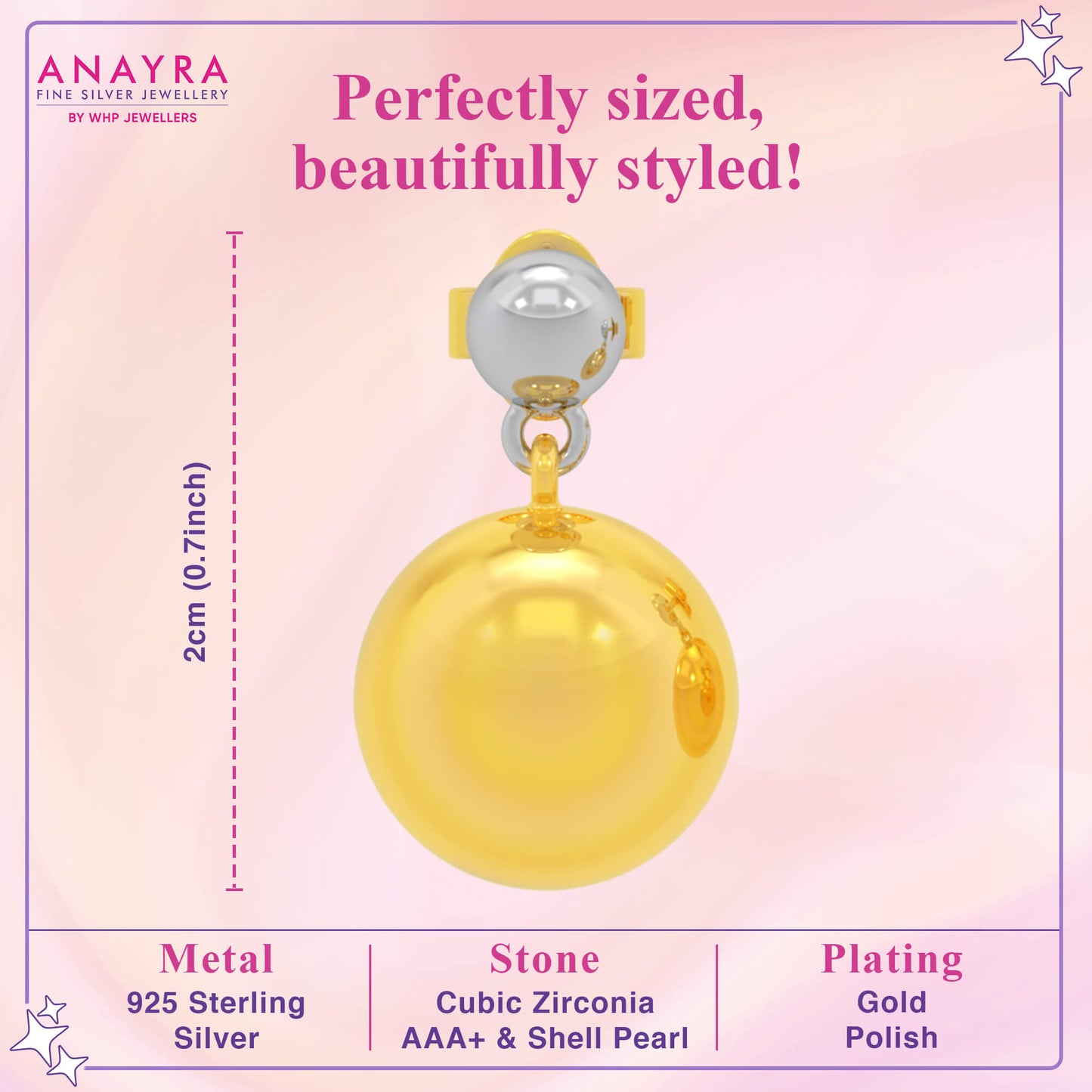 Round Gold Plated Stud Drops