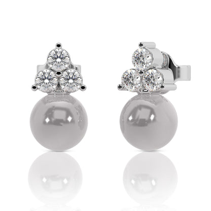Timeless Pearl Studs with Diamond Accents