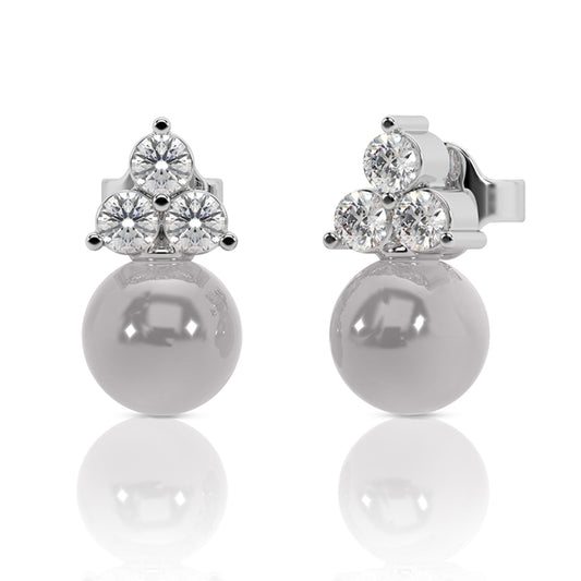 Timeless Pearl Studs with Diamond Accents