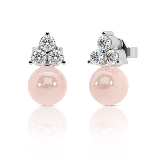 Silver Shine Crystal Pearl Dangler Earrings