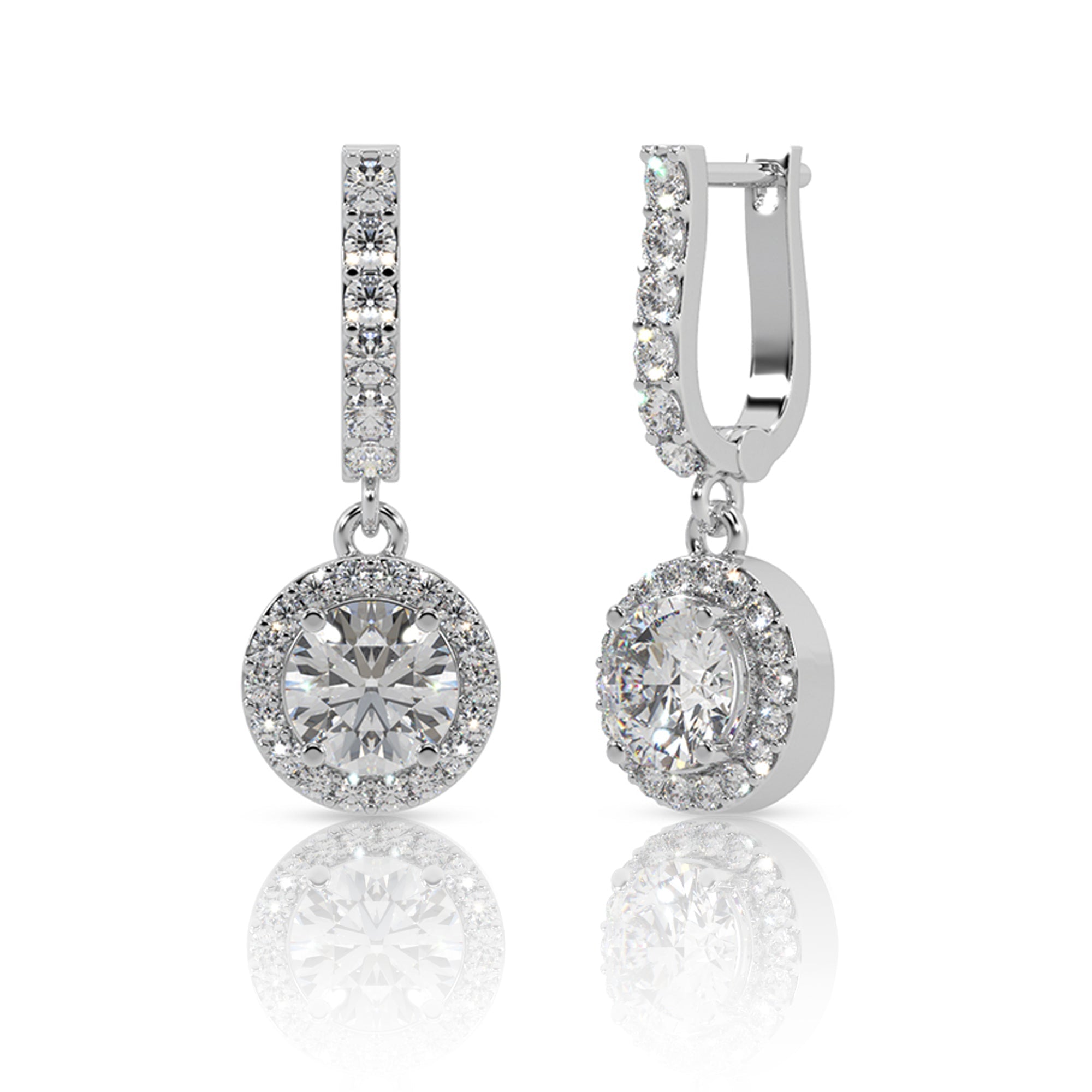 Halo Diamond Drop Earrings