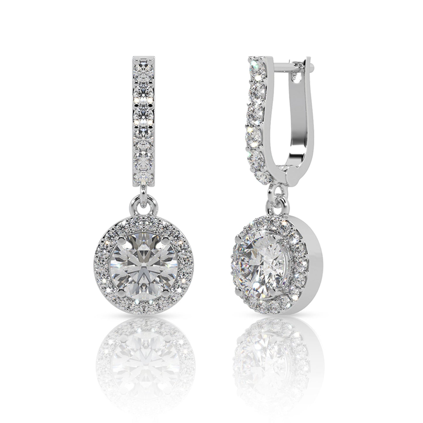 Halo Diamond Drop Earrings