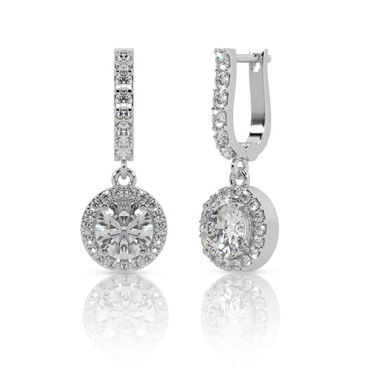 Halo Diamond Drop Earrings