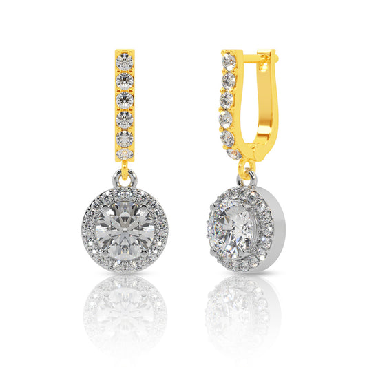 Dual Tone Radiant Diamond Drop Earrings