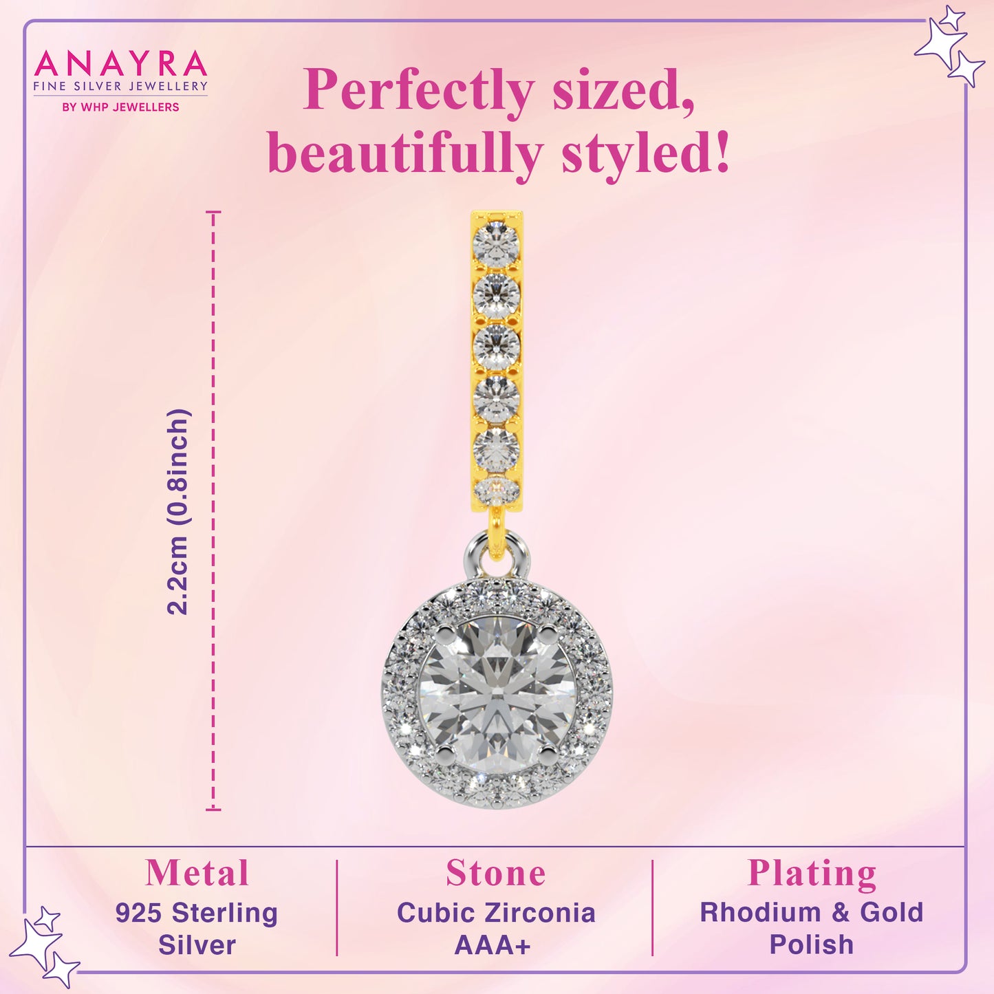 Dual Tone Radiant Diamond Drop Earrings