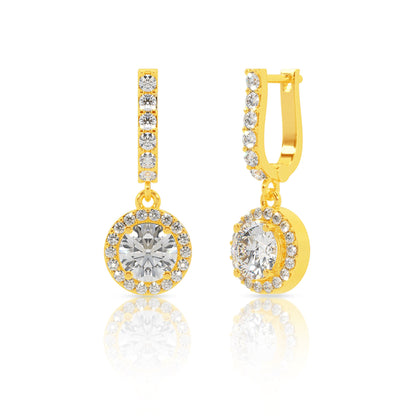Shimmering Gold Diamond Circle Drops