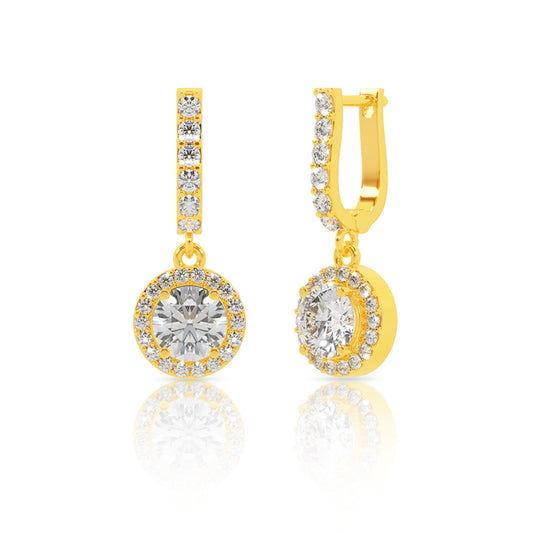 Shimmering Gold Diamond Circle Drops