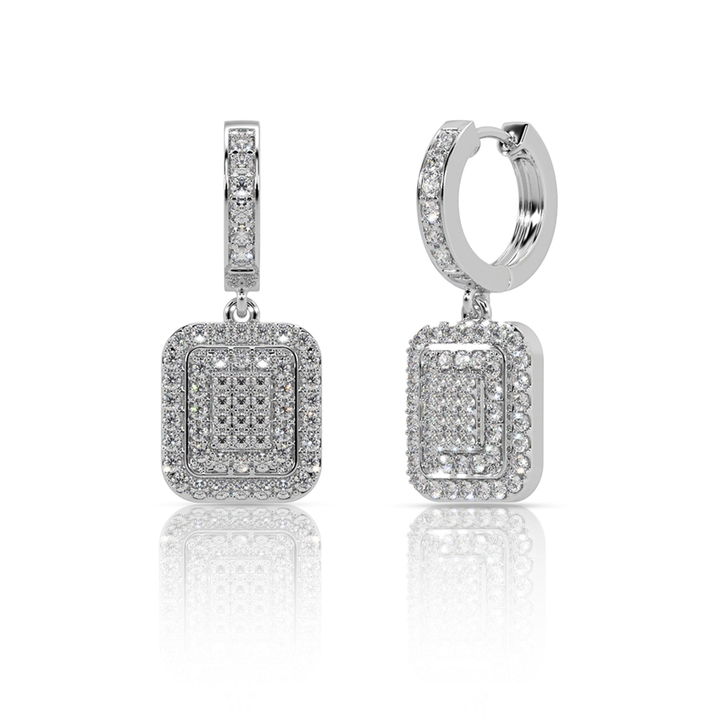 Elegant Pave Diamond Drop Hoop Earrings