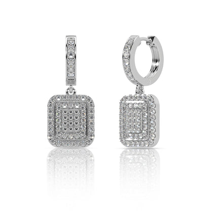 Elegant Pave Diamond Drop Hoop Earrings