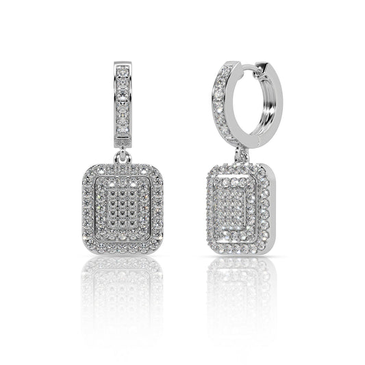 Elegant Pave Diamond Drop Hoop Earrings
