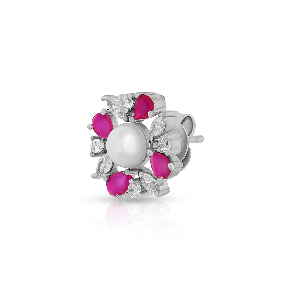 Crimson Petal Pearl Studs