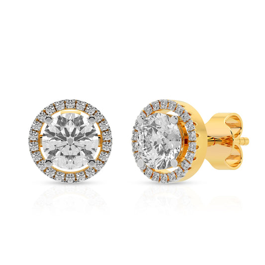 Halo Diamond Stud Earrings