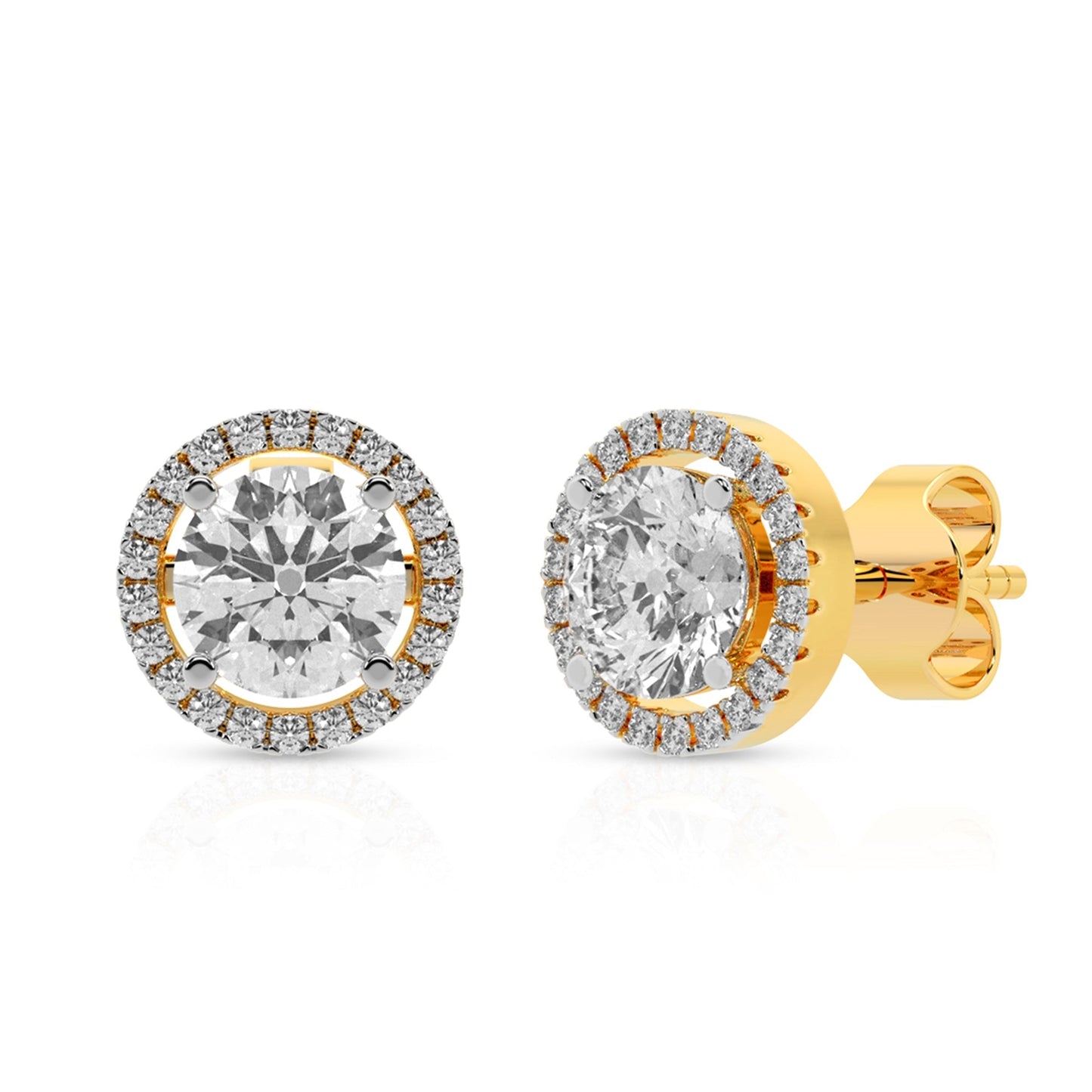 Halo Diamond Gold Plated Earrings