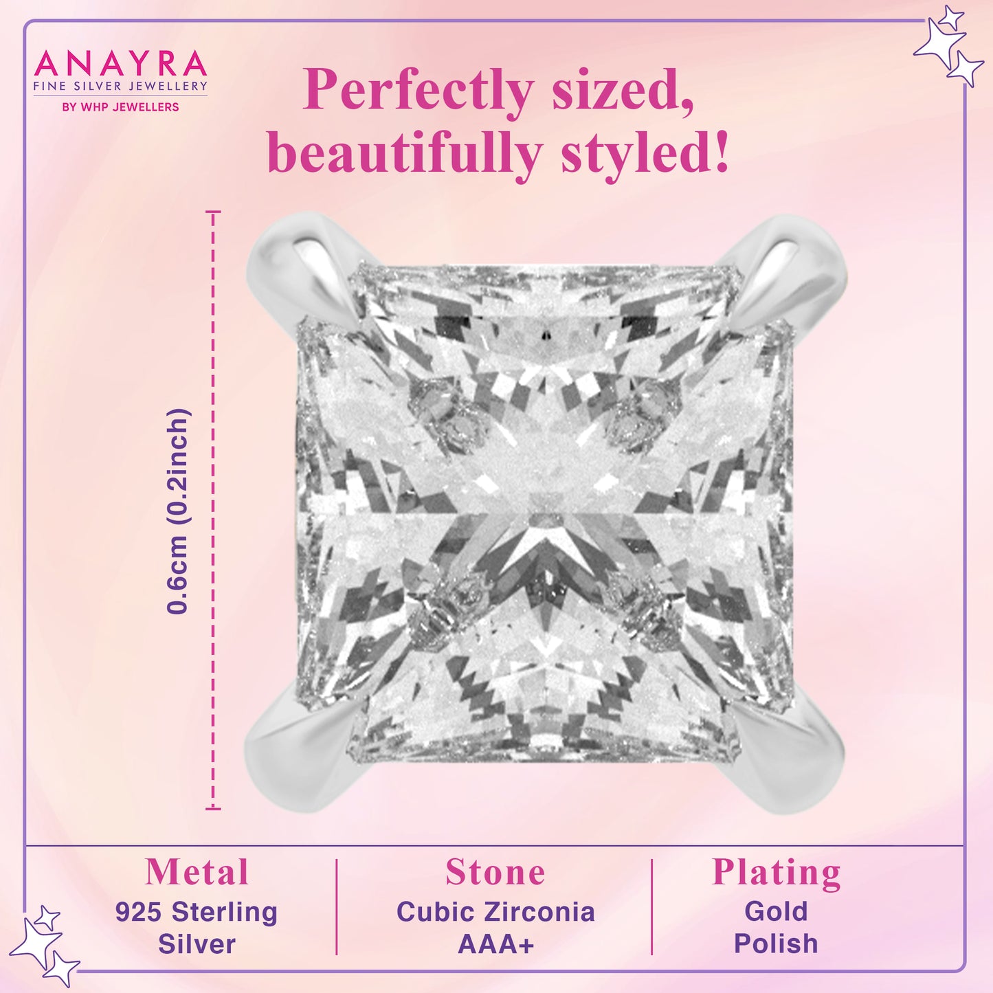 Timeless Princess Cut Crystal Studs