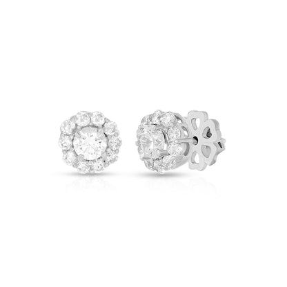Round Brilliant Halo Studs