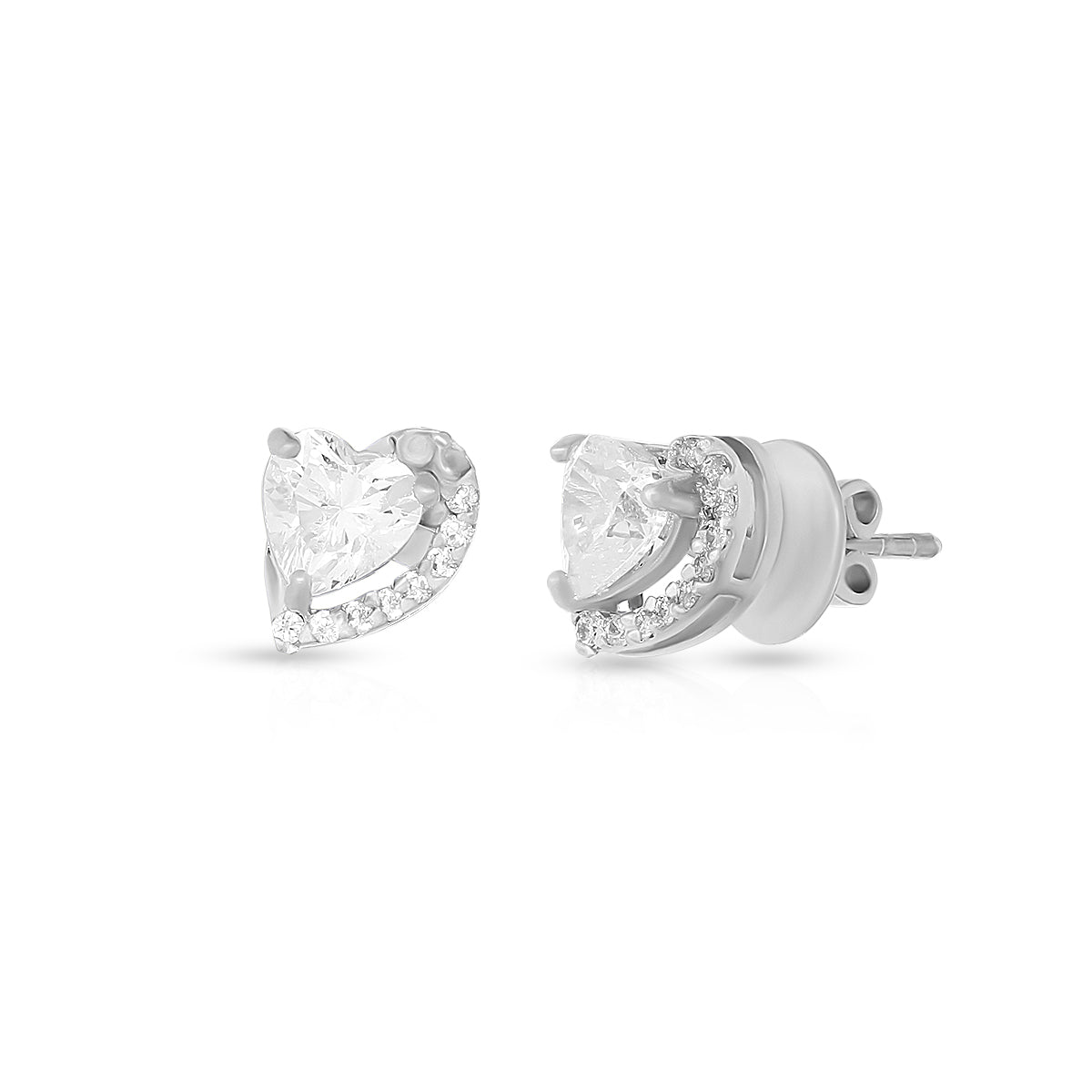 Heart Shape Halo Stud Earrings