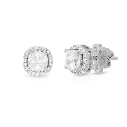 Cushion Halo Stud Earrings