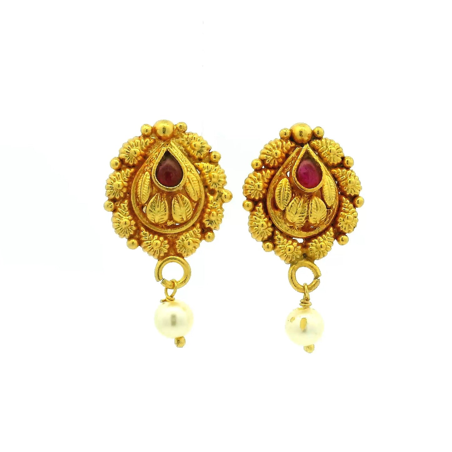 Matte Finish Floral Gold Plated Studs