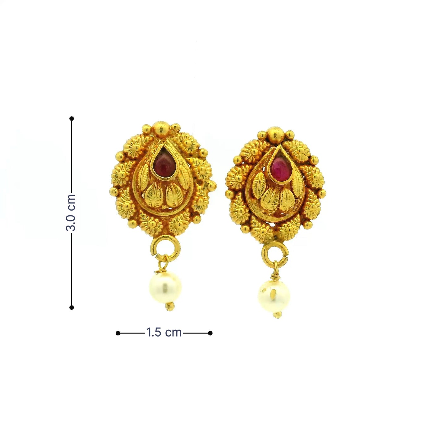 Matte Finish Floral Gold Plated Studs