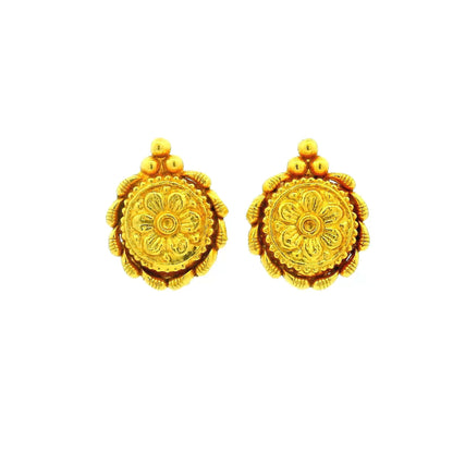 Classic Round Flower Gold  Plated Earrings