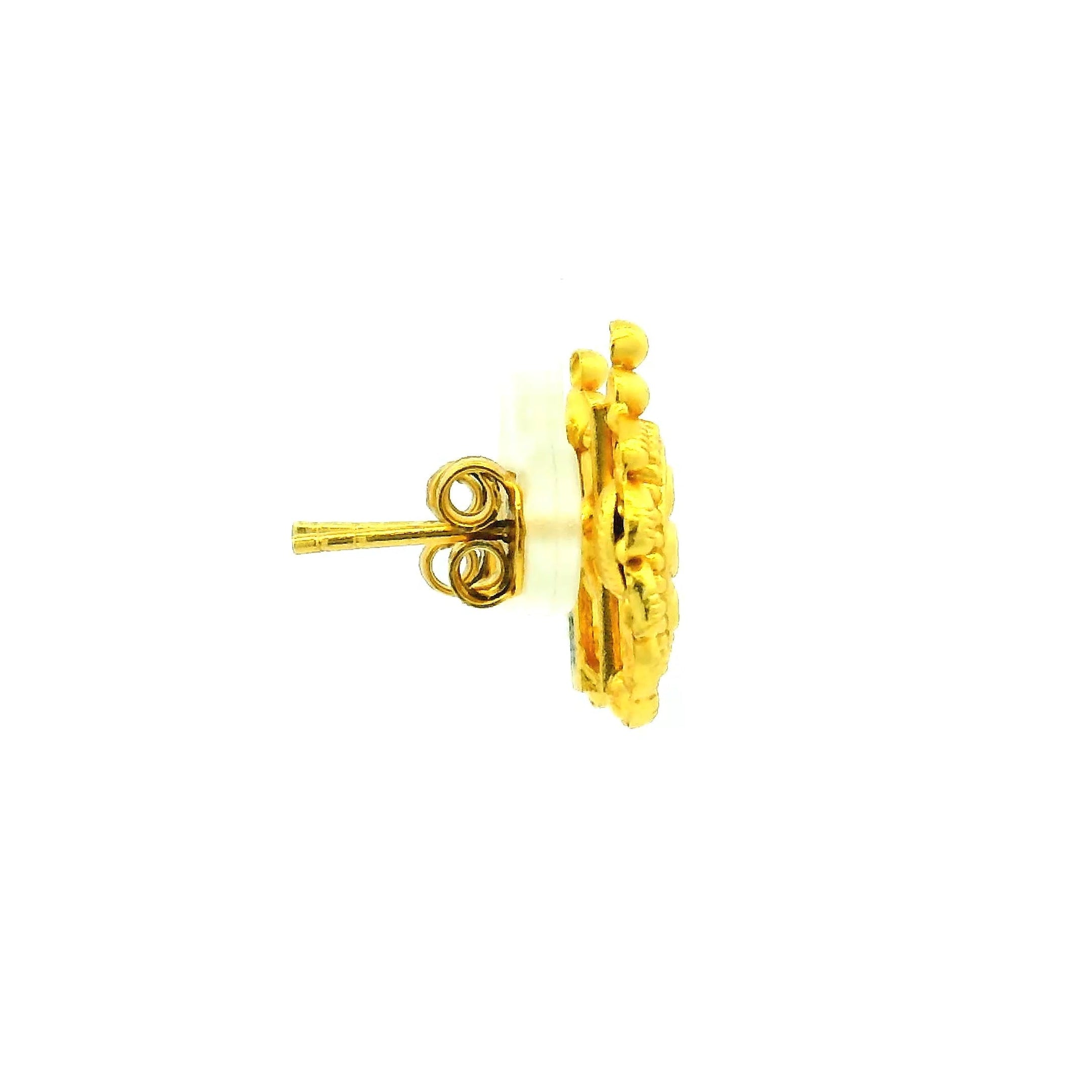 Classic Round Flower Gold Plated Earrings