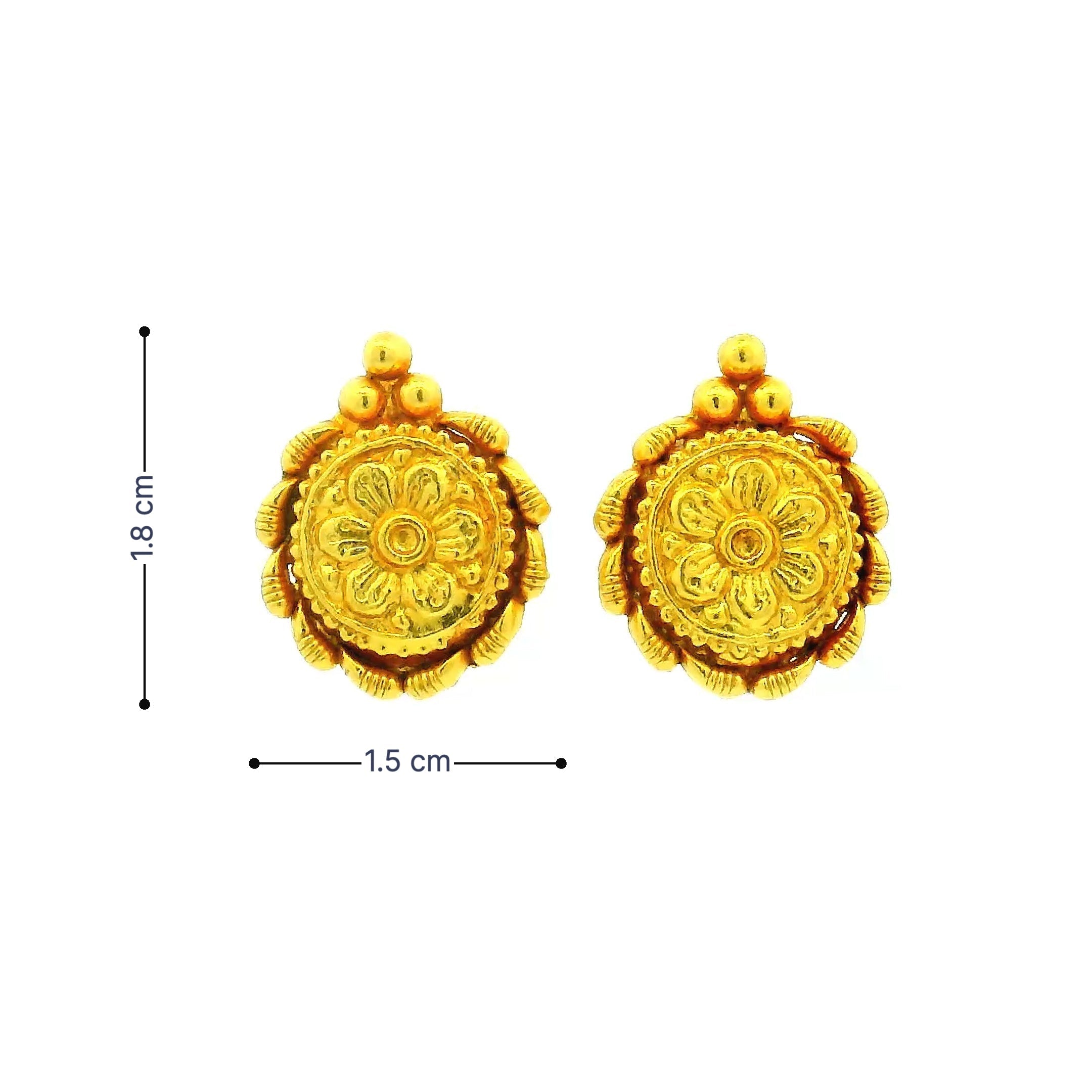 Classic Round Flower Gold  Plated Earrings