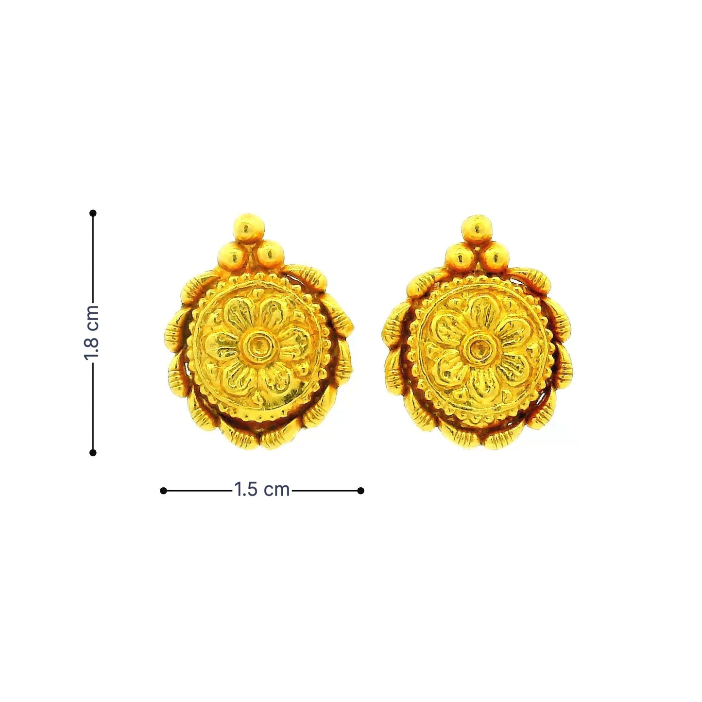 Classic Round Flower Gold  Plated Earrings