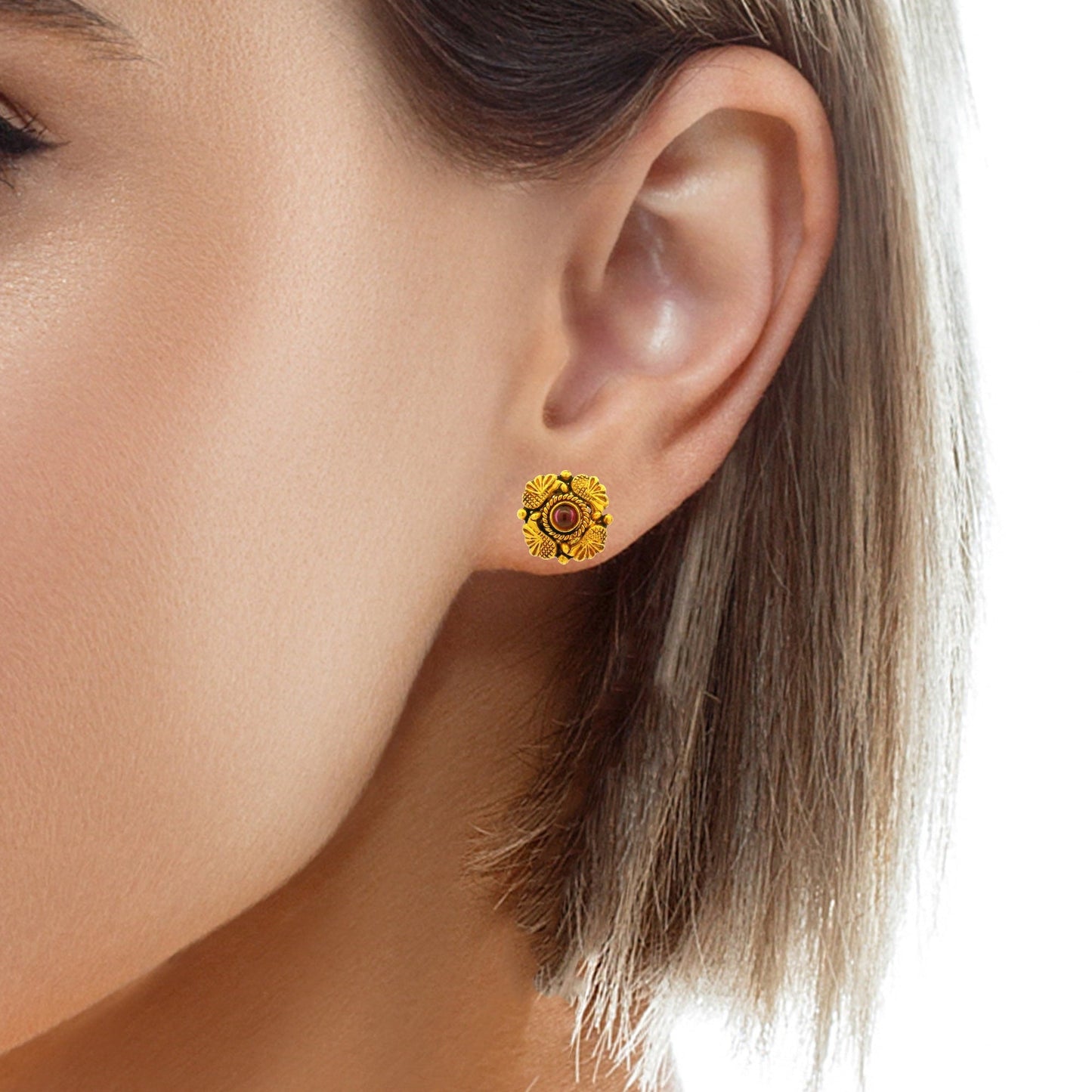 Matte Studs Gold Plated Earrings