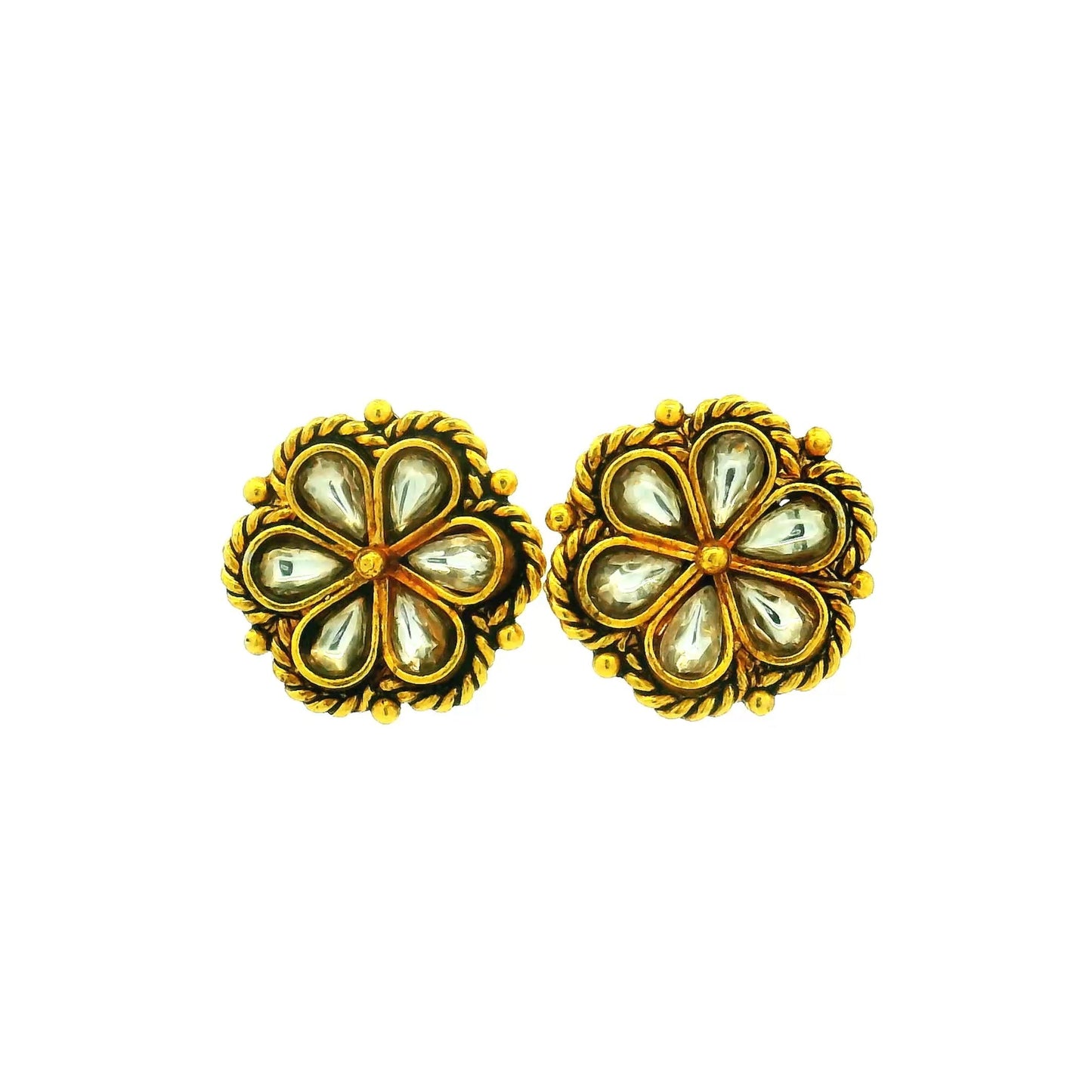 Royal Kundan Flower Gold Plated Studs