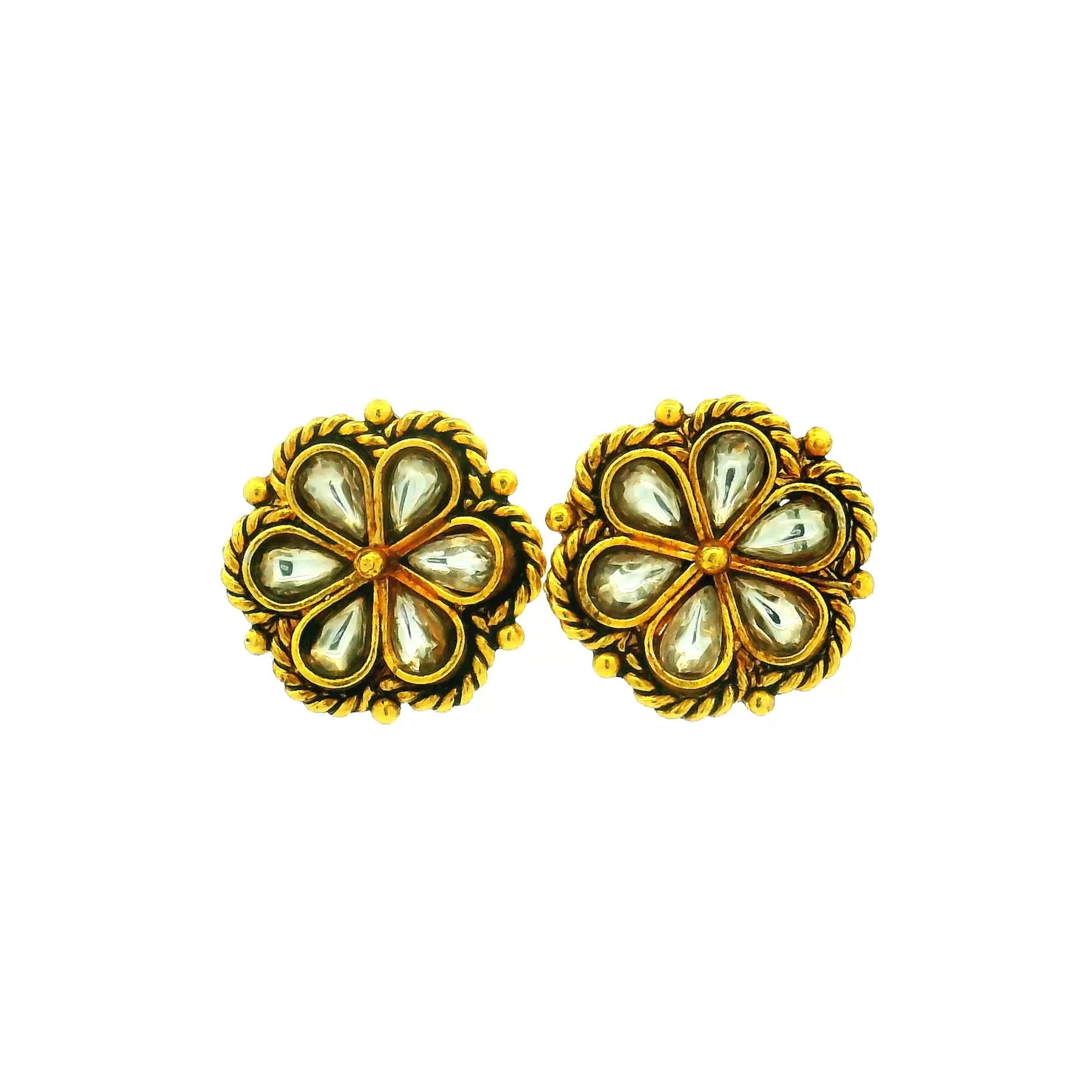 Royal Kundan Flower Gold Plated Studs