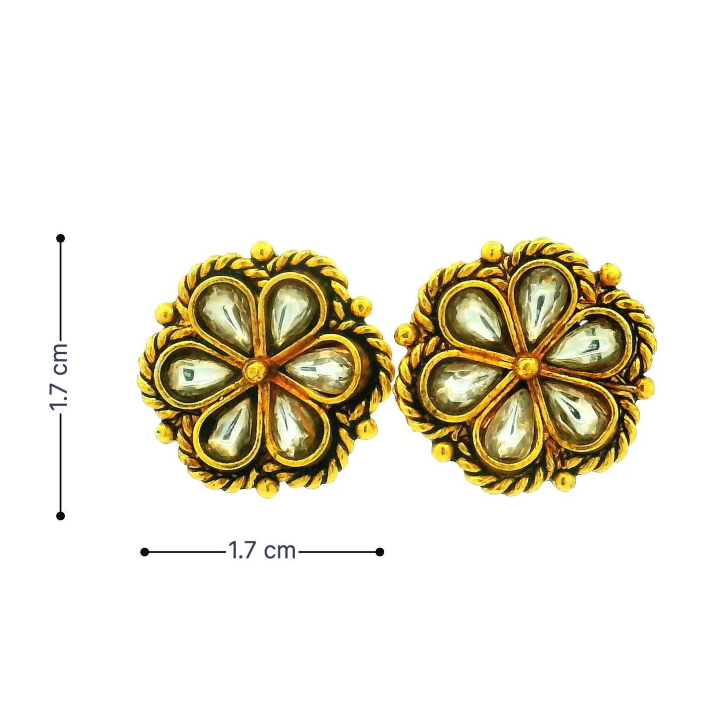Royal Kundan Flower Gold Plated Studs