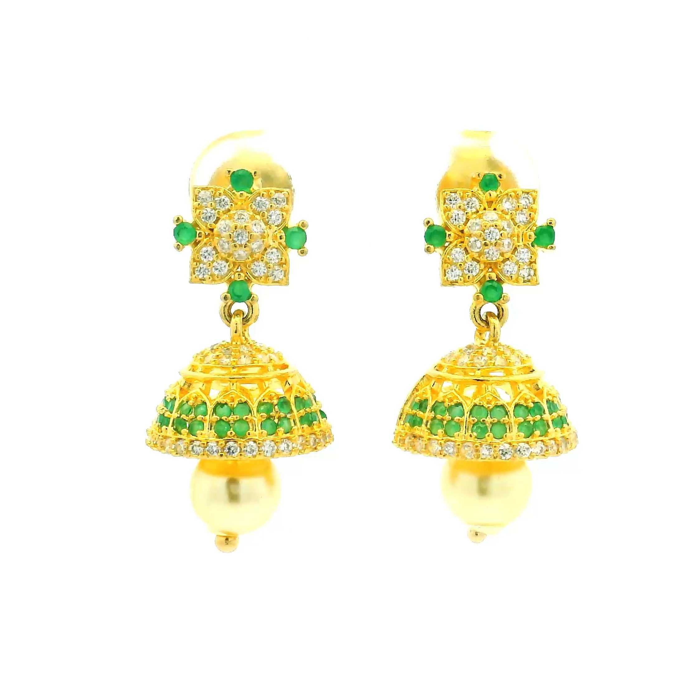 Stunning Stone Gold Plated Studded Jhumkas