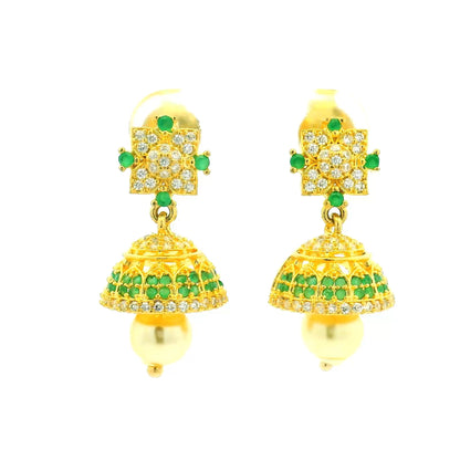 Stunning Stone Gold Plated Studded Jhumkas