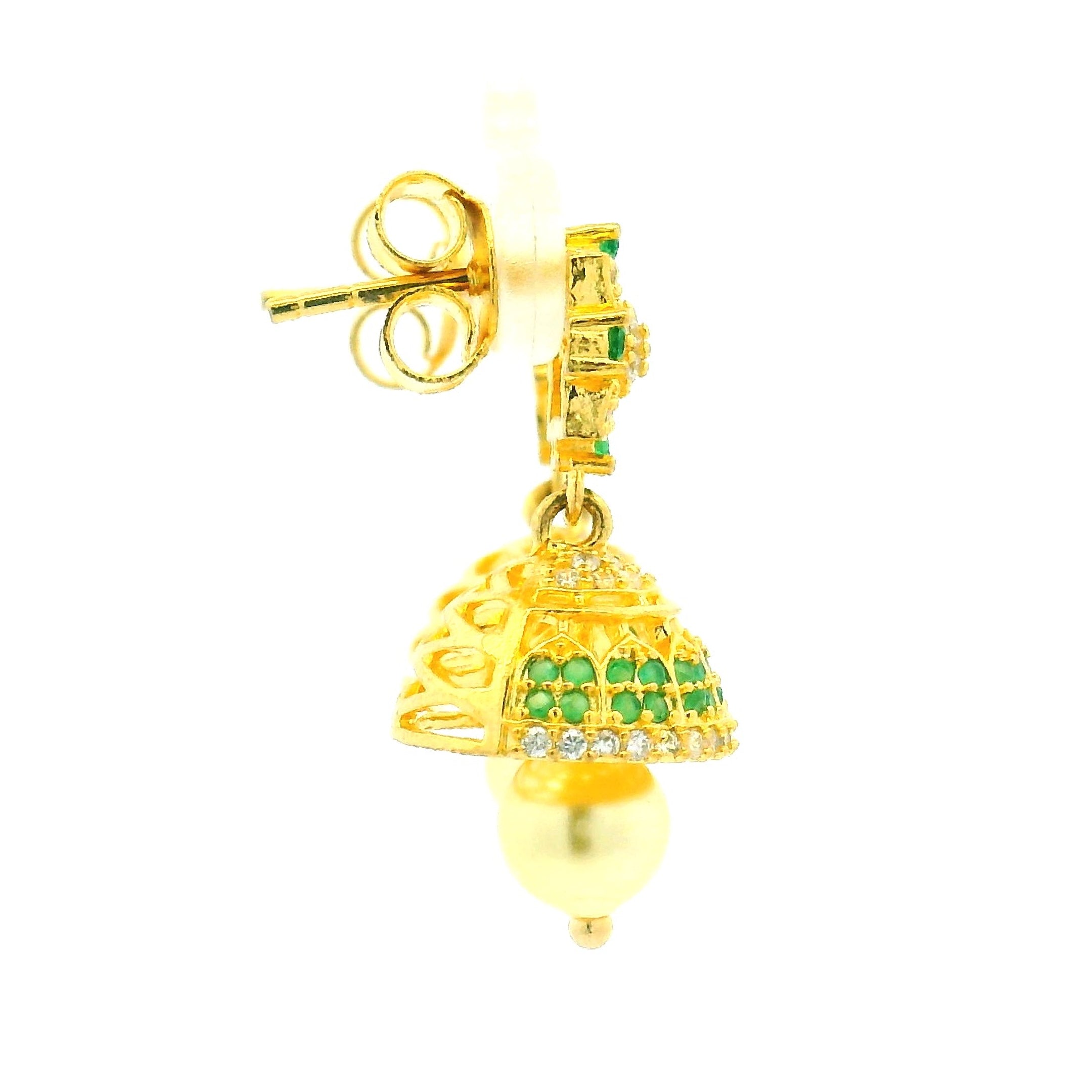 Stunning Stone Gold Plated Studded Jhumkas