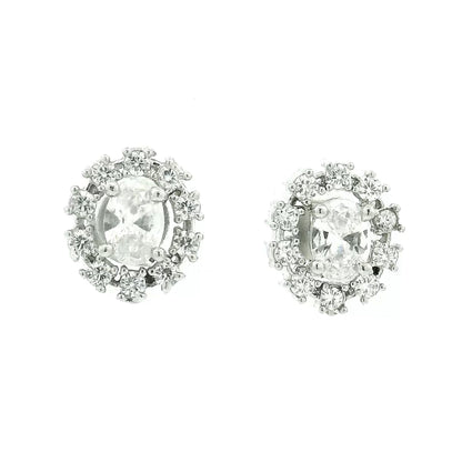 Silver Tone Oval Studs