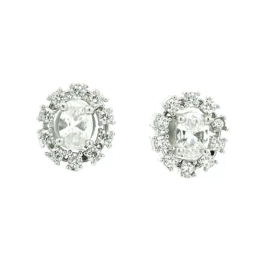Silver Tone Oval Studs