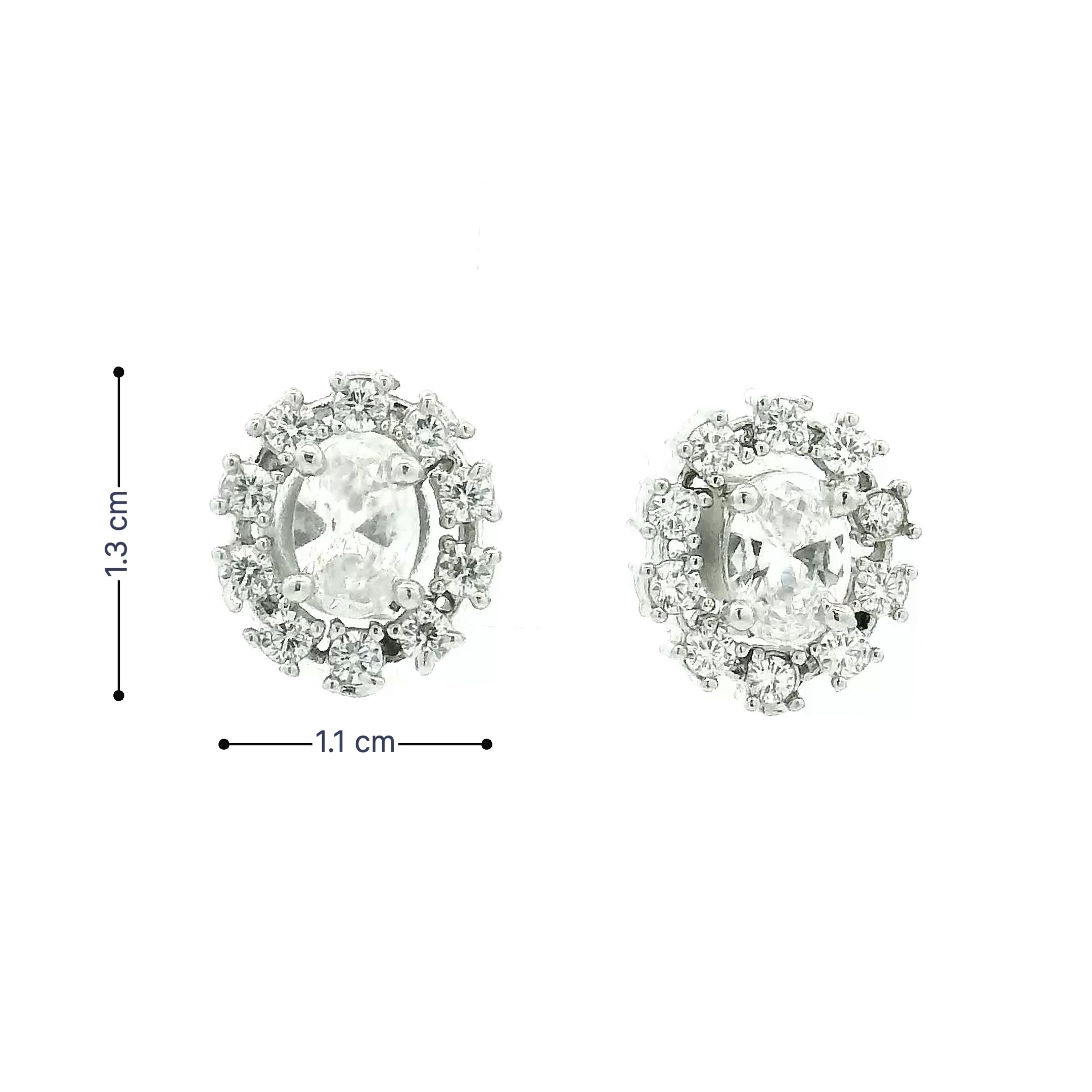 Silver Tone Oval Studs