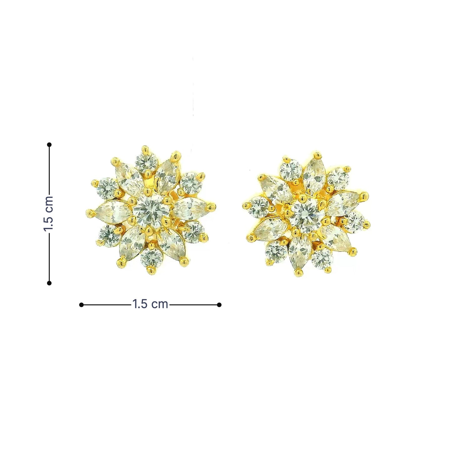Dazzling Flower Cluster Gold Plated Earrings