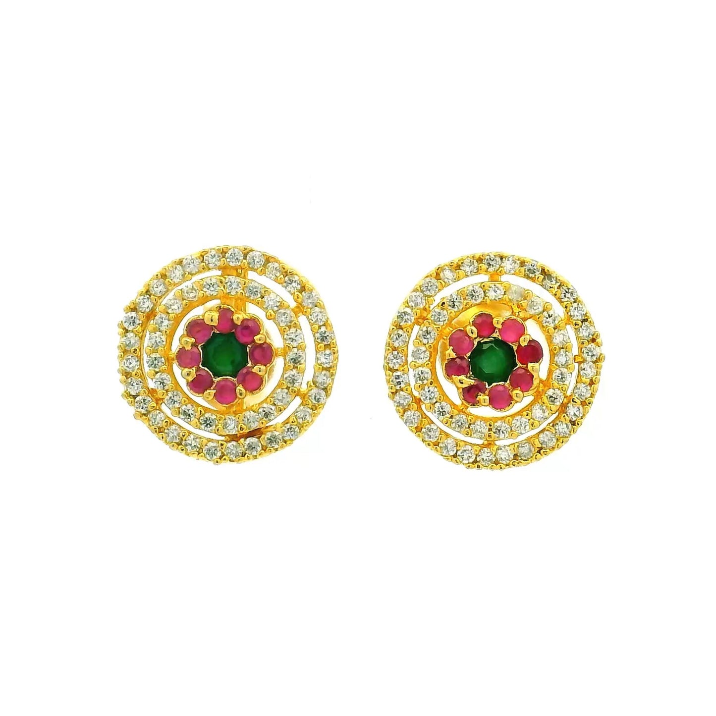 Concentric Circle Gold Plated Stone Studs