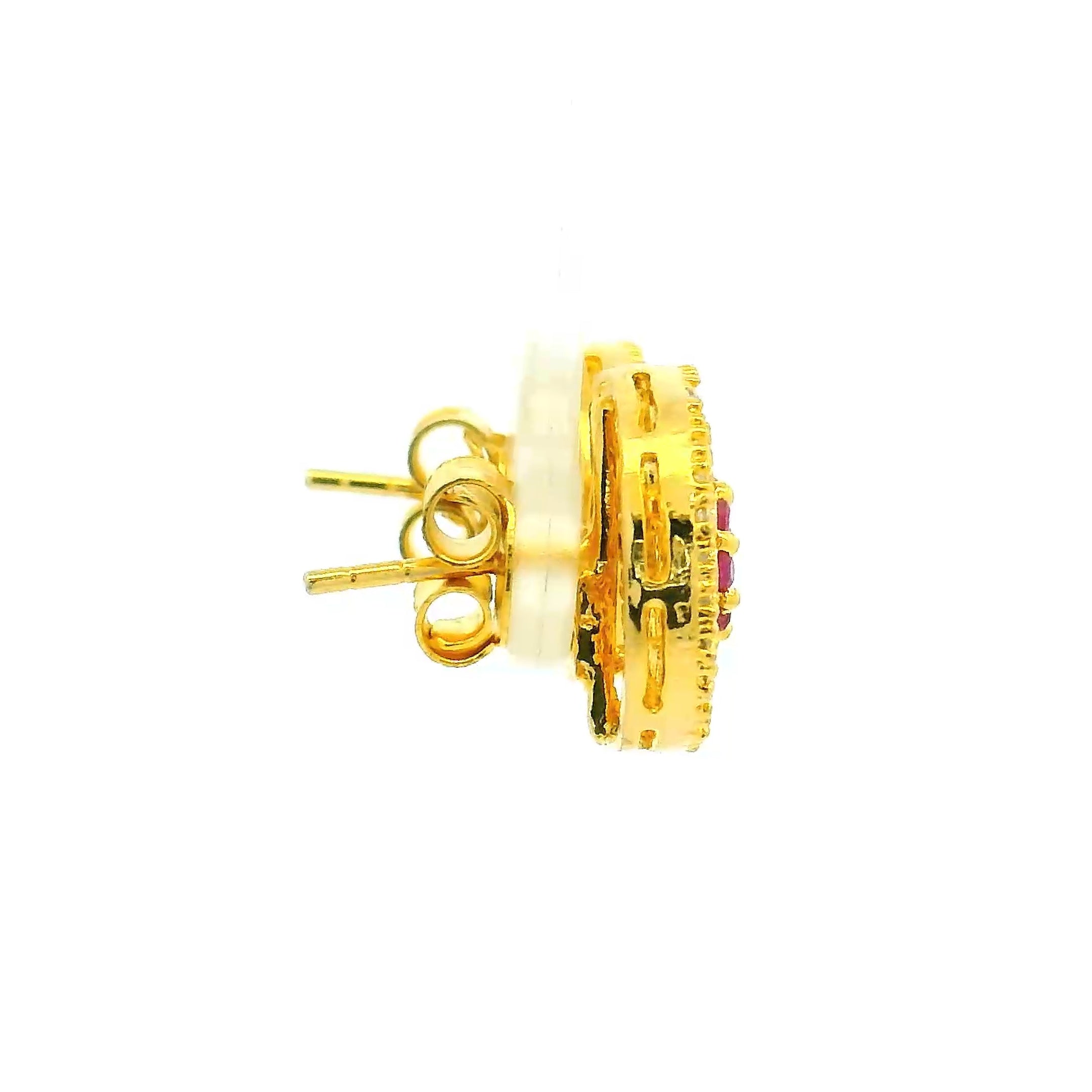 Concentric Circle Gold Plated Stone Studs