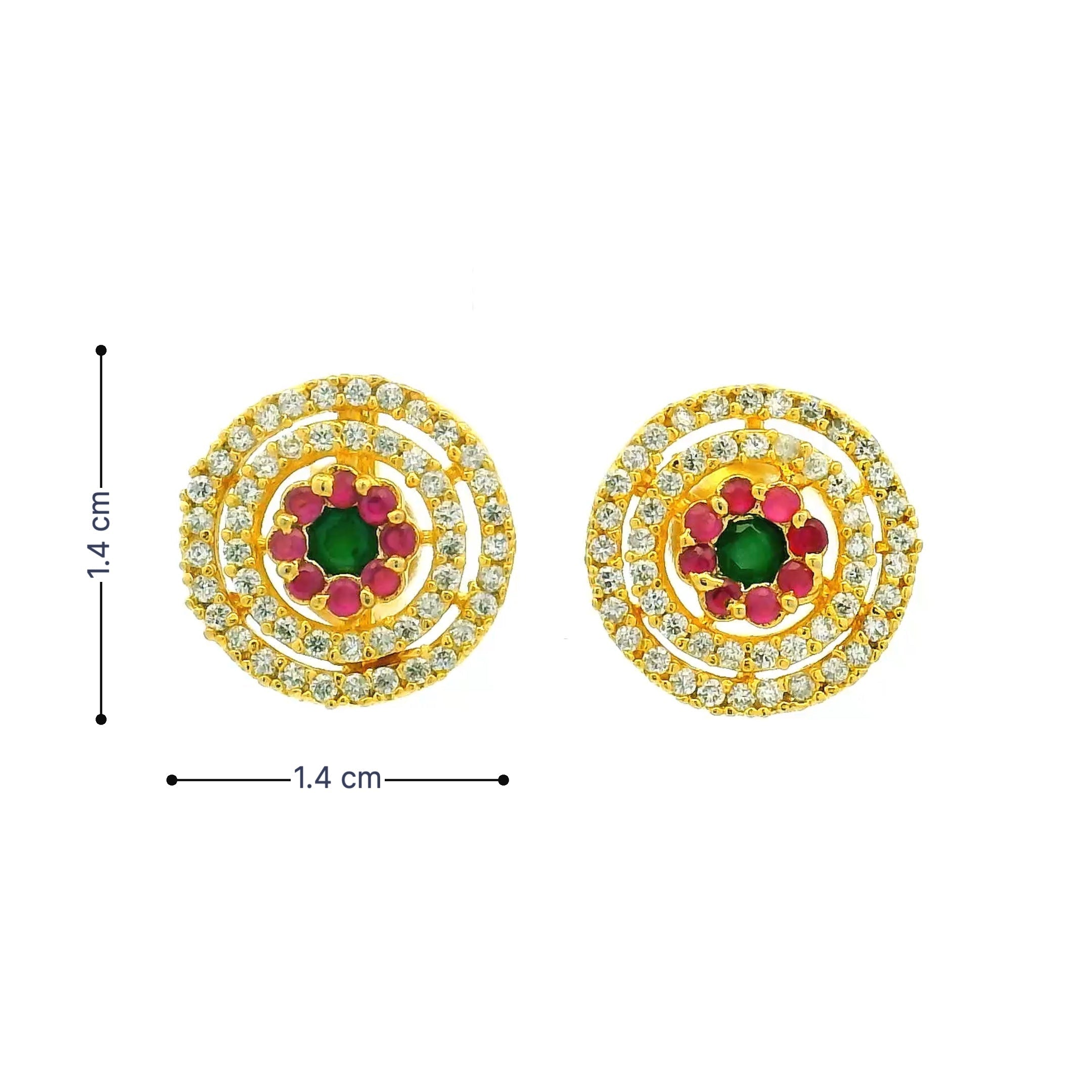 Concentric Circle Stone Gold Plated Studs