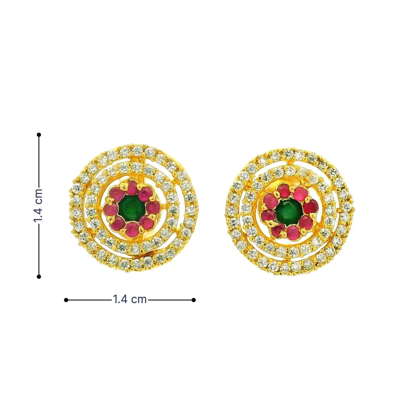 Concentric Circle Stone Gold Plated Studs