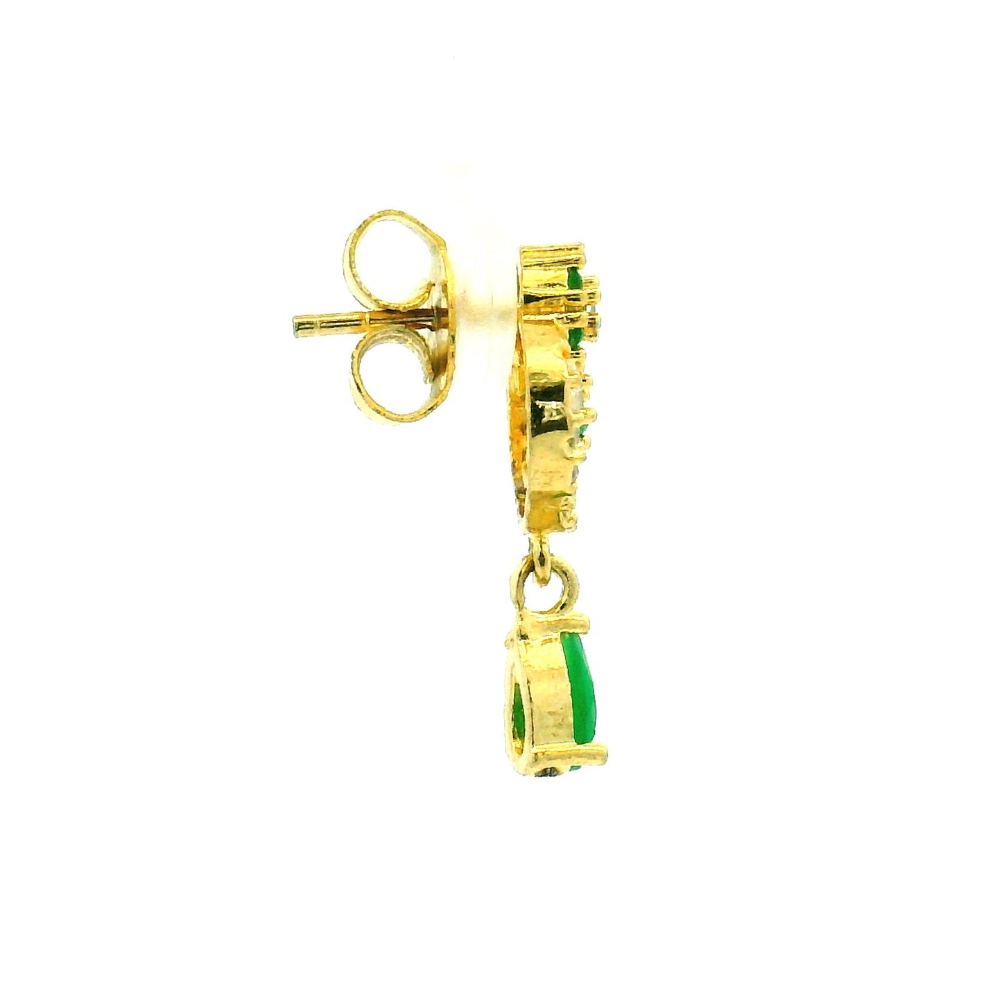 Emerald Green Dangle Gold Plated Earrings