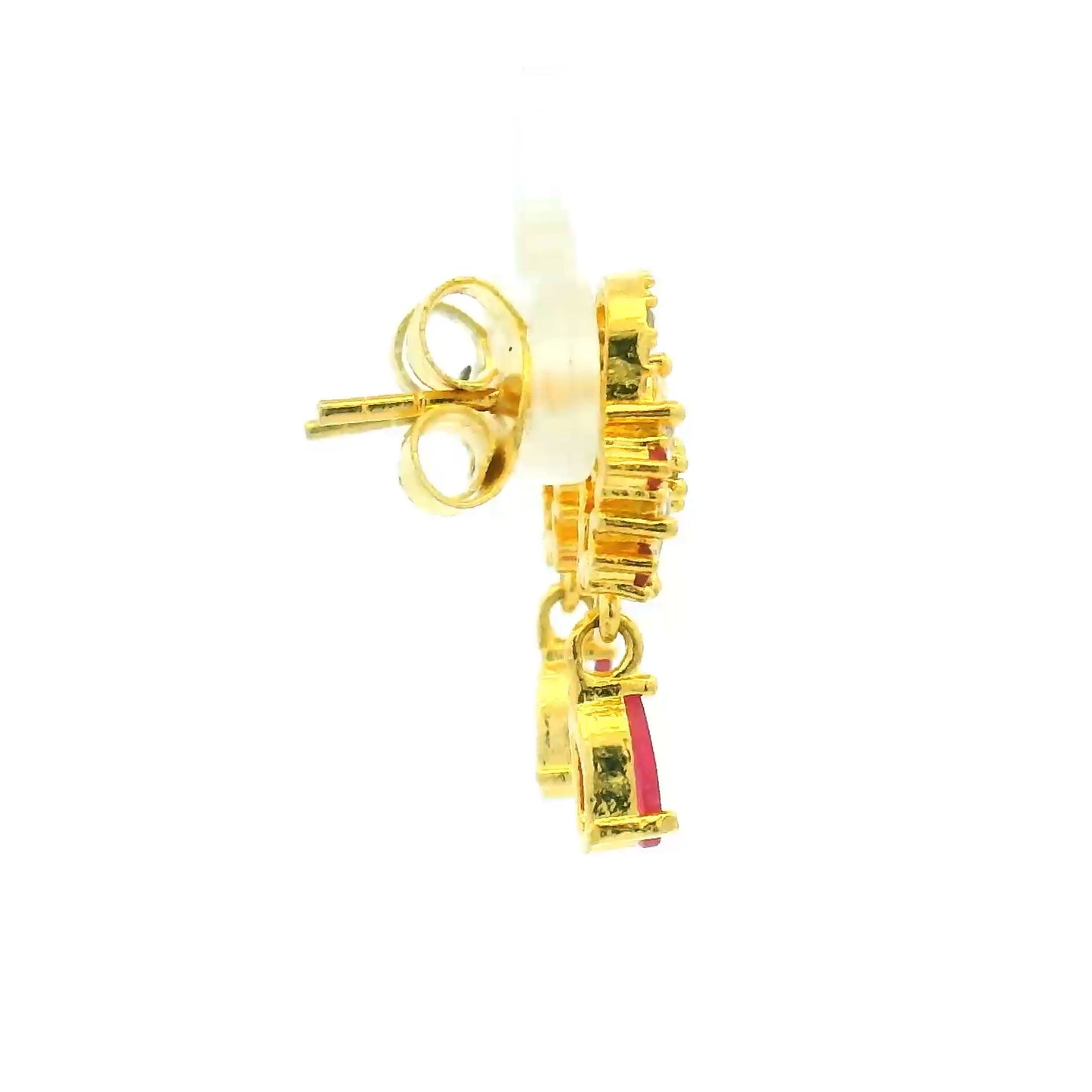 Pink Teardrop Floral Gold Plated Dangles