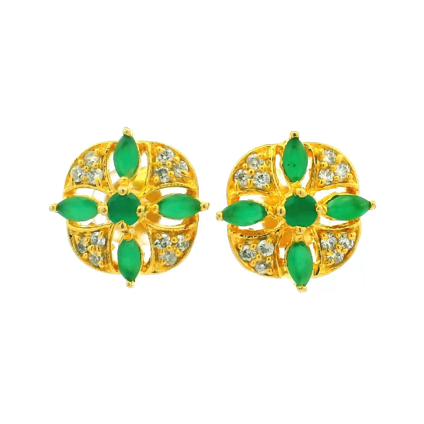 Vibrant Green Stone Gold Plated Studs