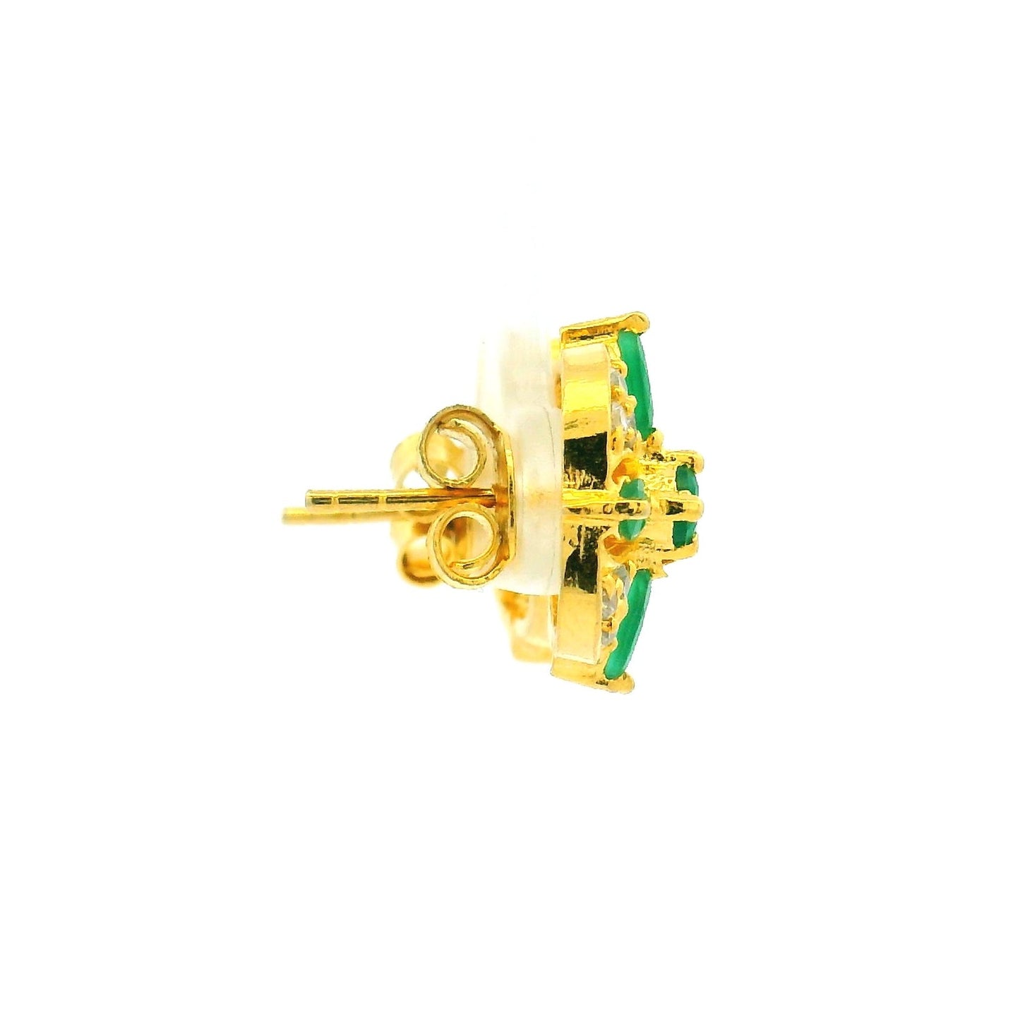 Vibrant Green Stone Gold Plated Studs