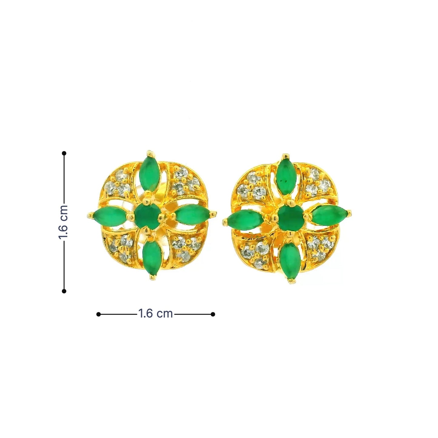 Vibrant Green Stone Gold Plated Studs