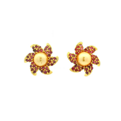 Chic Floral Design Gold Plated Earrings